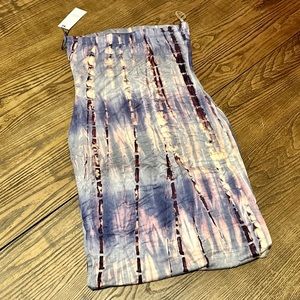 NWT Purple ACTIVE USA Tie Dye Strapless Bodycon Tube Midi Dress SMALL